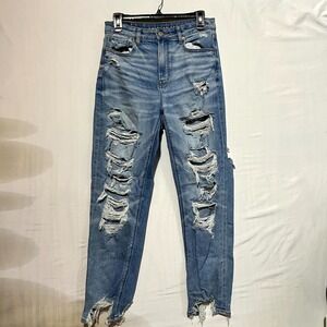 American Eagle Outfitters Jeans Womens 6 Blue Denim Cotton Pockets Distressed